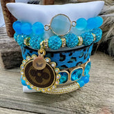 Blue Panther Luxe Designer Charm Bracelet Stack